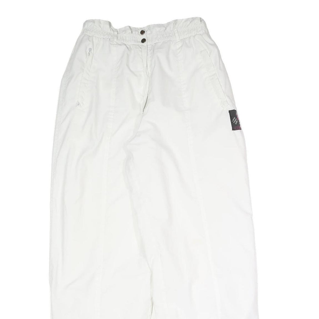 ETIREL Womens White Relaxed Regular Leg Trousers W27 L30 Casual Polyester Blend