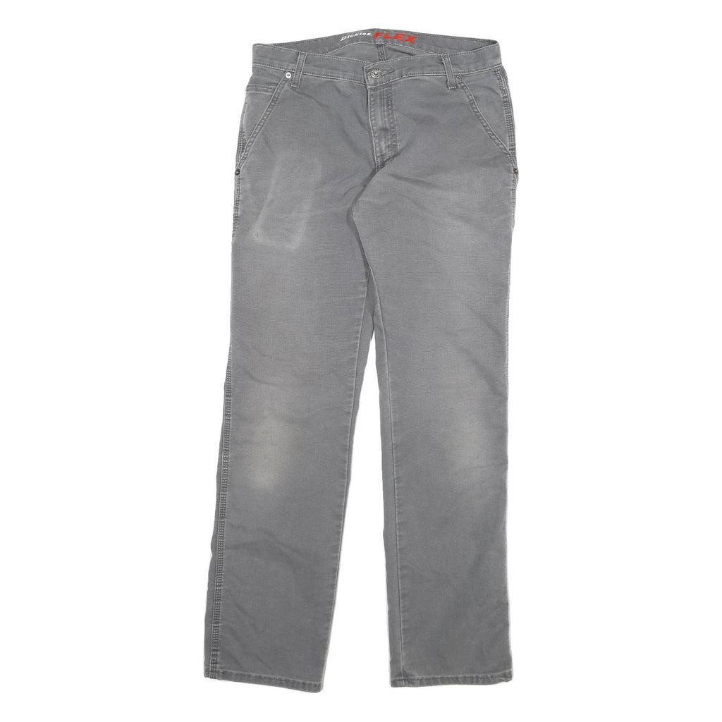 DICKIES Mens Regular Fit Straight Cotton Blend Grey Jeans W31 L31 Workwear Zip