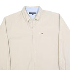 TOMMY HILFIGER Mens Beige Casual Shirt XL Classic Button-Down Pocket Cotton