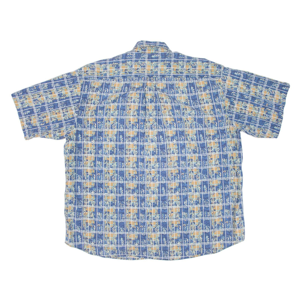 CAMBRIDGE CLASSICS Mens Hawaiian Shirt Blue Crazy Pattern XL