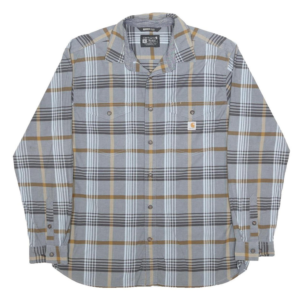 CARHARTT Mens Grey & Beige Check Shirt XL Rugged Flex Cotton Blend