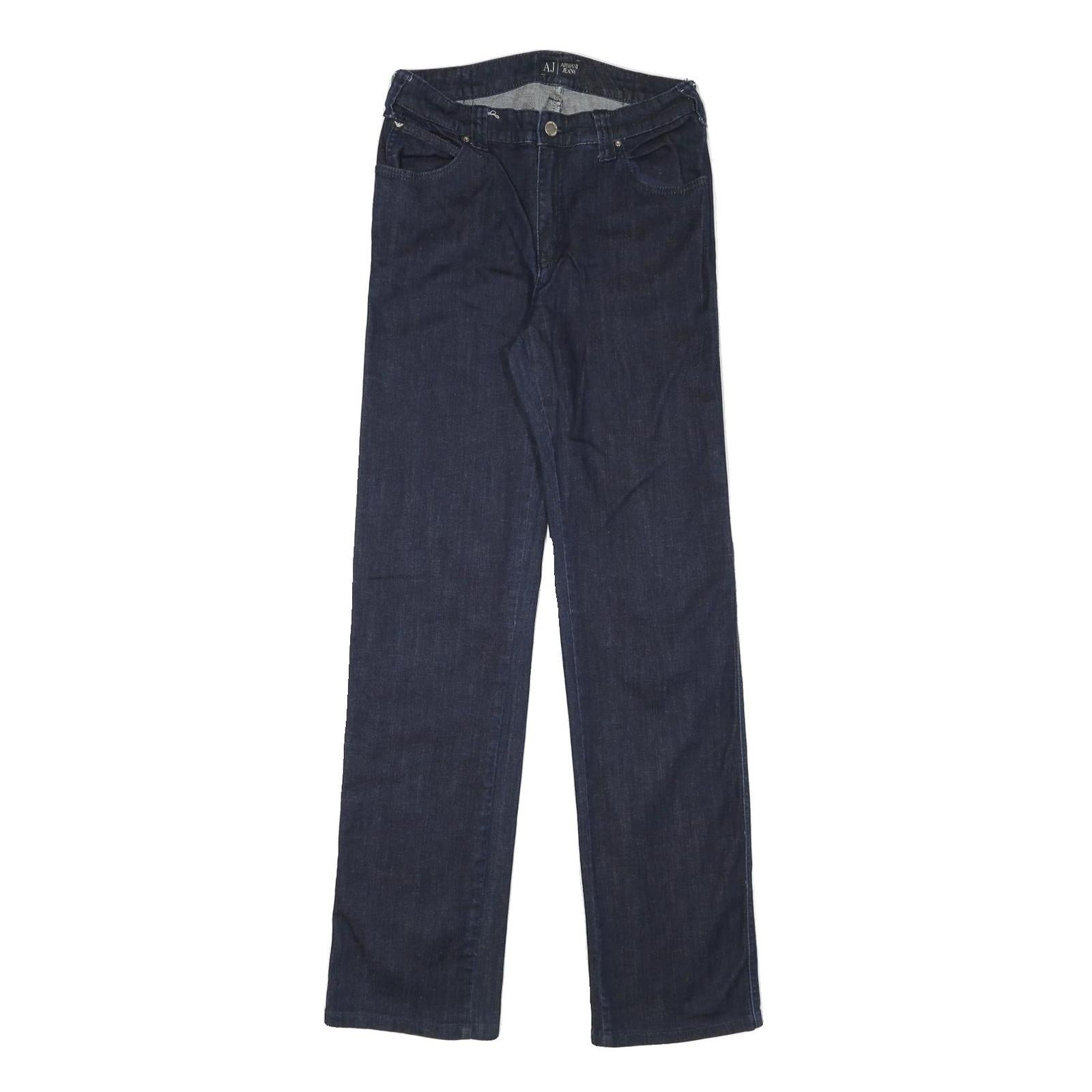 ARMANI JEANS Womens Dark Blue Regular Straight Denim W27 L32 Designer Zip Jeans