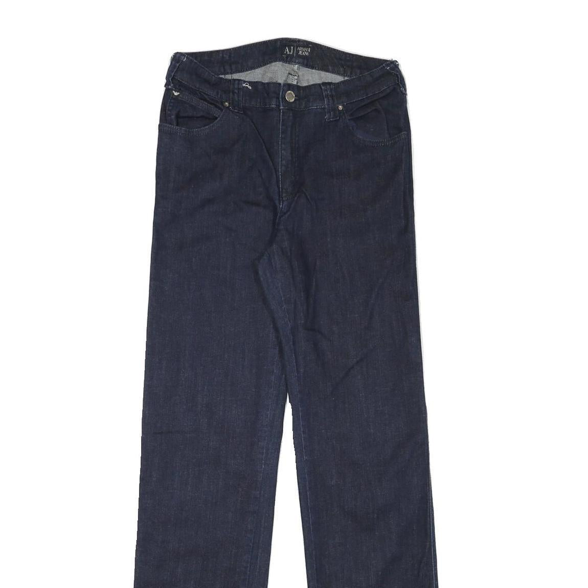 ARMANI JEANS Womens Dark Blue Regular Straight Denim W27 L32 Designer Zip Jeans