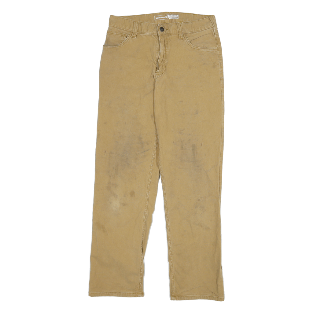 CARHARTT Mens Relaxed Jeans Beige Cotton Blend Zip W28 L29 Workwear Casual