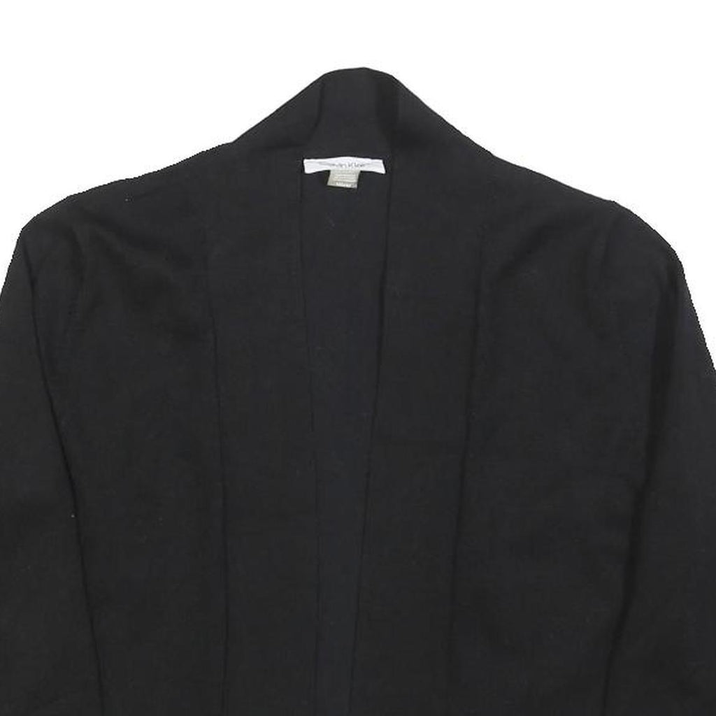CALVIN KLEIN Womens Black Plain Pullover Crew Neck Basic Knit Jumper M Polyester