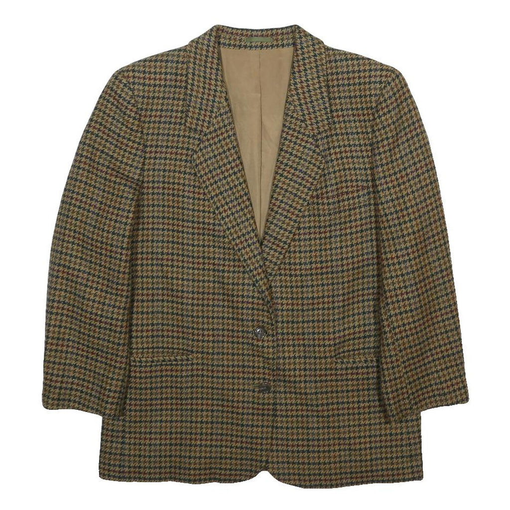 BURBERRY Mens Brown Wool Houndstooth Blazer Jacket S Classic Tailored Button