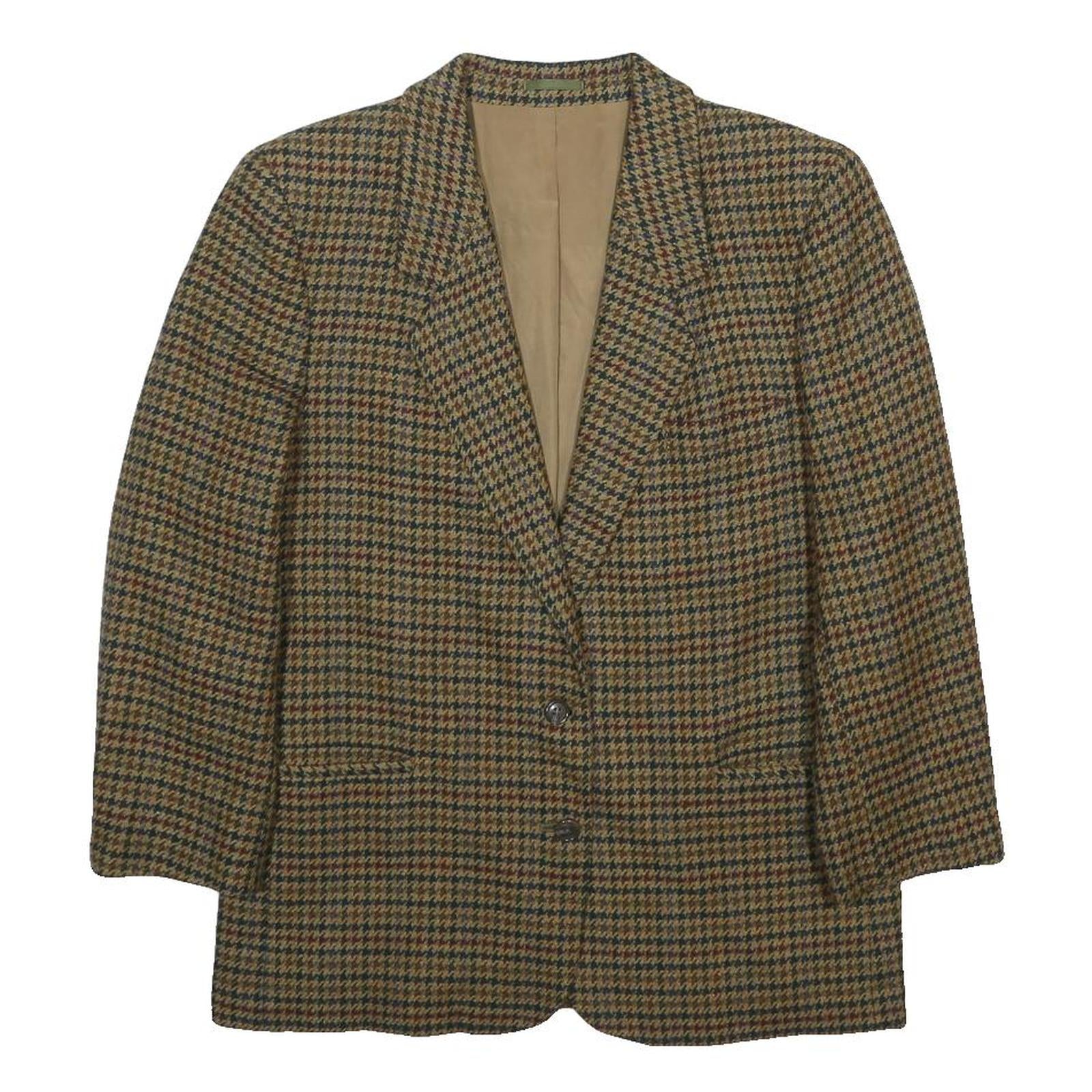 BURBERRY Mens Brown Wool Houndstooth Blazer Jacket S Classic Tailored Button