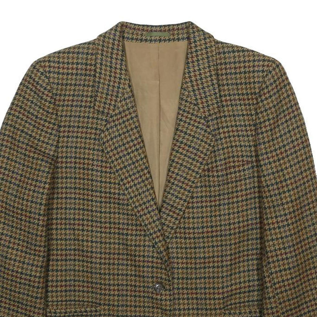 BURBERRY Mens Brown Wool Houndstooth Blazer Jacket S Classic Tailored Button