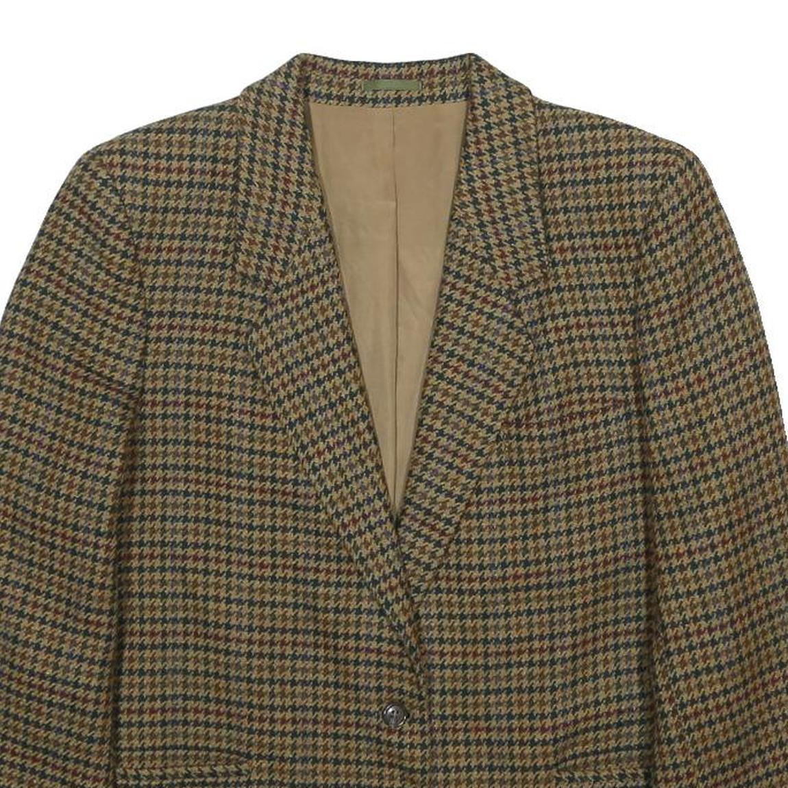 BURBERRY Mens Brown Wool Houndstooth Blazer Jacket S Classic Tailored Button