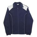 Mens Navy & White Blue Plain Zip Jacket M Polyester Blend Casual Retro Style