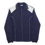 Mens Navy & White Blue Plain Zip Jacket M Polyester Blend Casual Retro Style