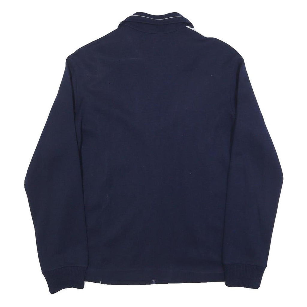 Mens Navy & White Blue Plain Zip Jacket M Polyester Blend Casual Retro Style