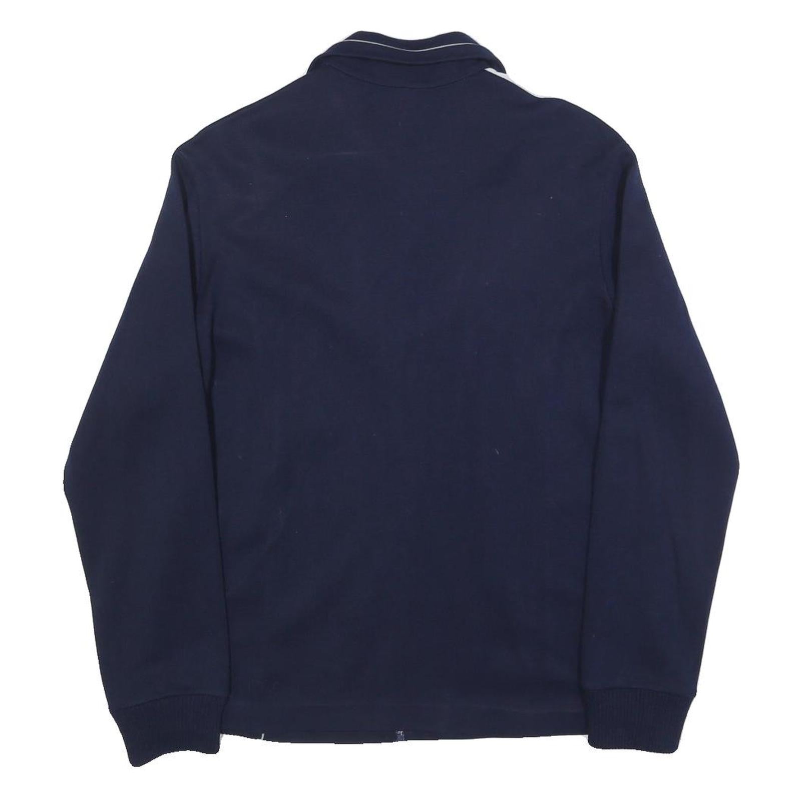 Mens Navy & White Blue Plain Zip Jacket M Polyester Blend Casual Retro Style