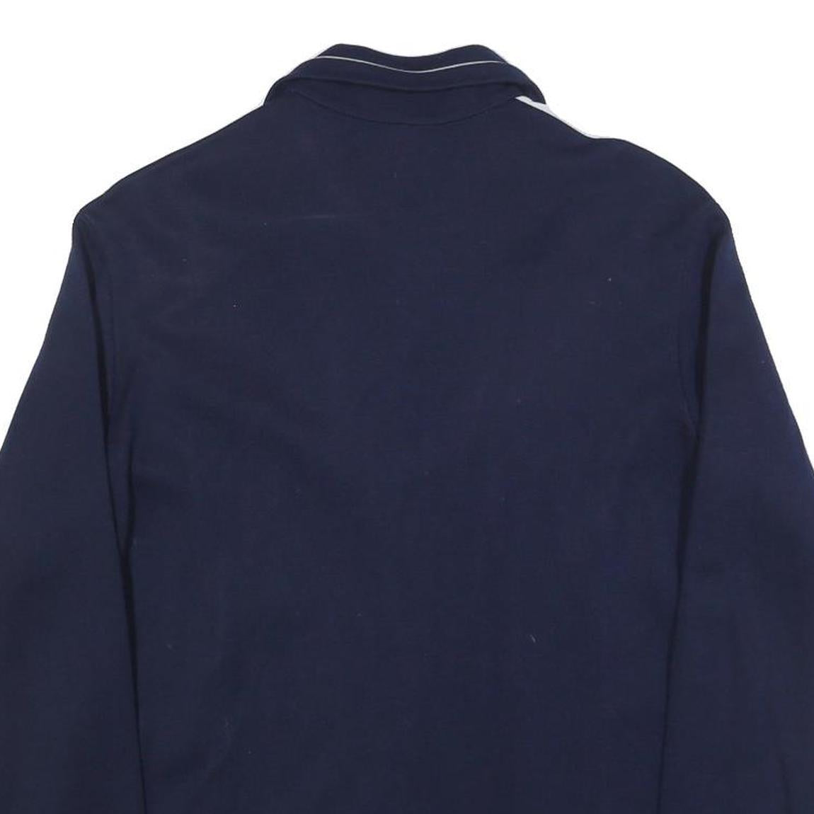 Mens Navy & White Blue Plain Zip Jacket M Polyester Blend Casual Retro Style