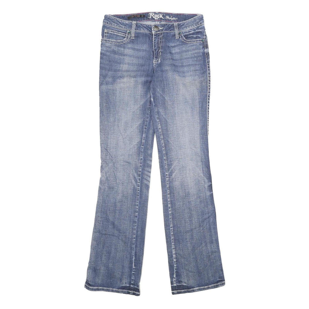 WRANGLER Womens Jeans Blue Regular Bootcut Denim Medium W29 L34 Embroidered
