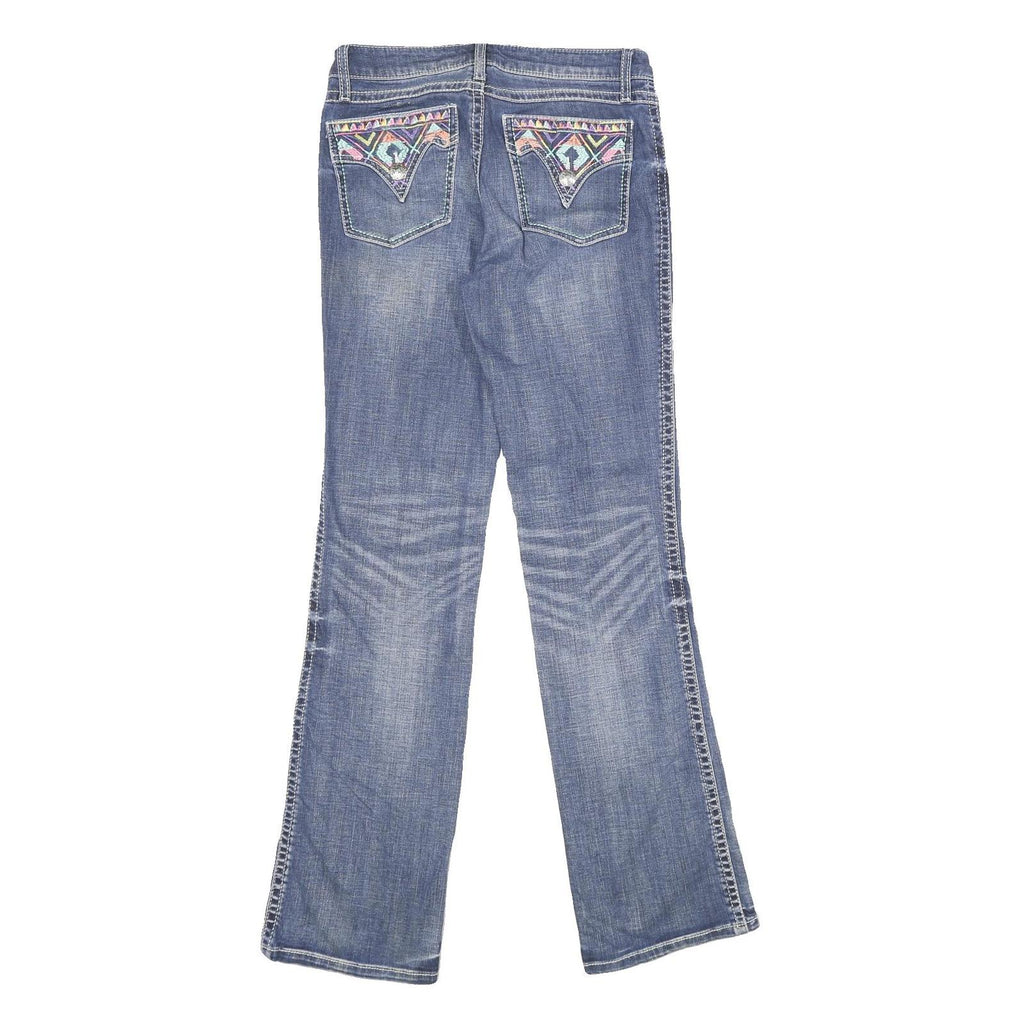 WRANGLER Womens Jeans Blue Regular Bootcut Denim Medium W29 L34 Embroidered