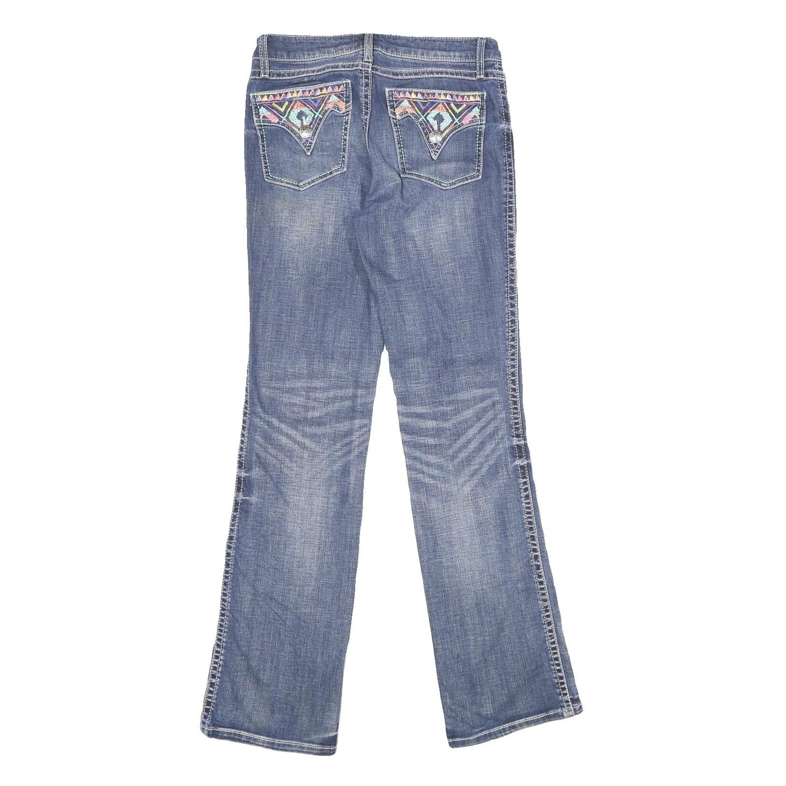 WRANGLER Womens Jeans Blue Regular Bootcut Denim Medium W29 L34 Embroidered