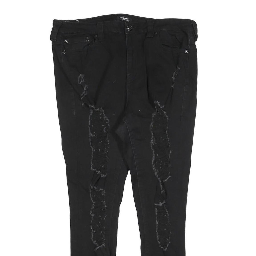 TRUE RELIGION Womens Black Slim Skinny Denim Dark W34 L28 Distressed Jeans