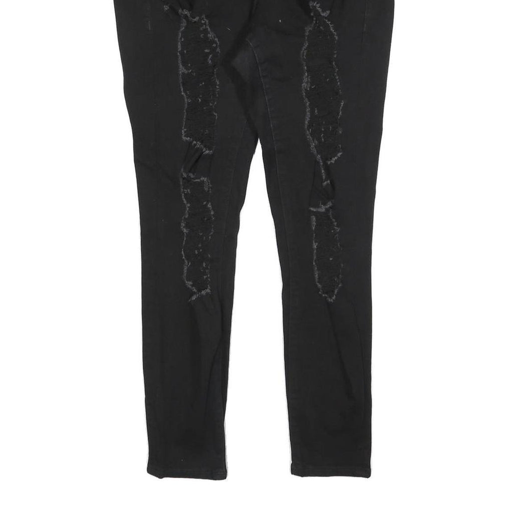 TRUE RELIGION Womens Black Slim Skinny Denim Dark W34 L28 Distressed Jeans