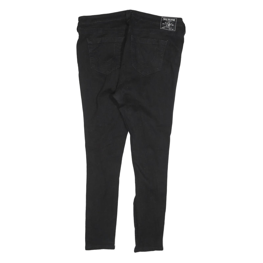 TRUE RELIGION Womens Black Slim Skinny Denim Dark W34 L28 Distressed Jeans
