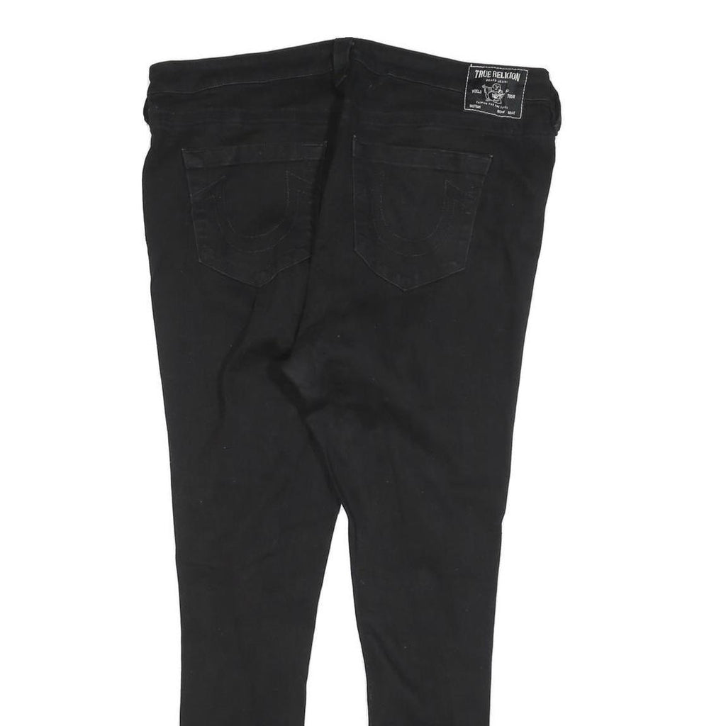 TRUE RELIGION Womens Black Slim Skinny Denim Dark W34 L28 Distressed Jeans