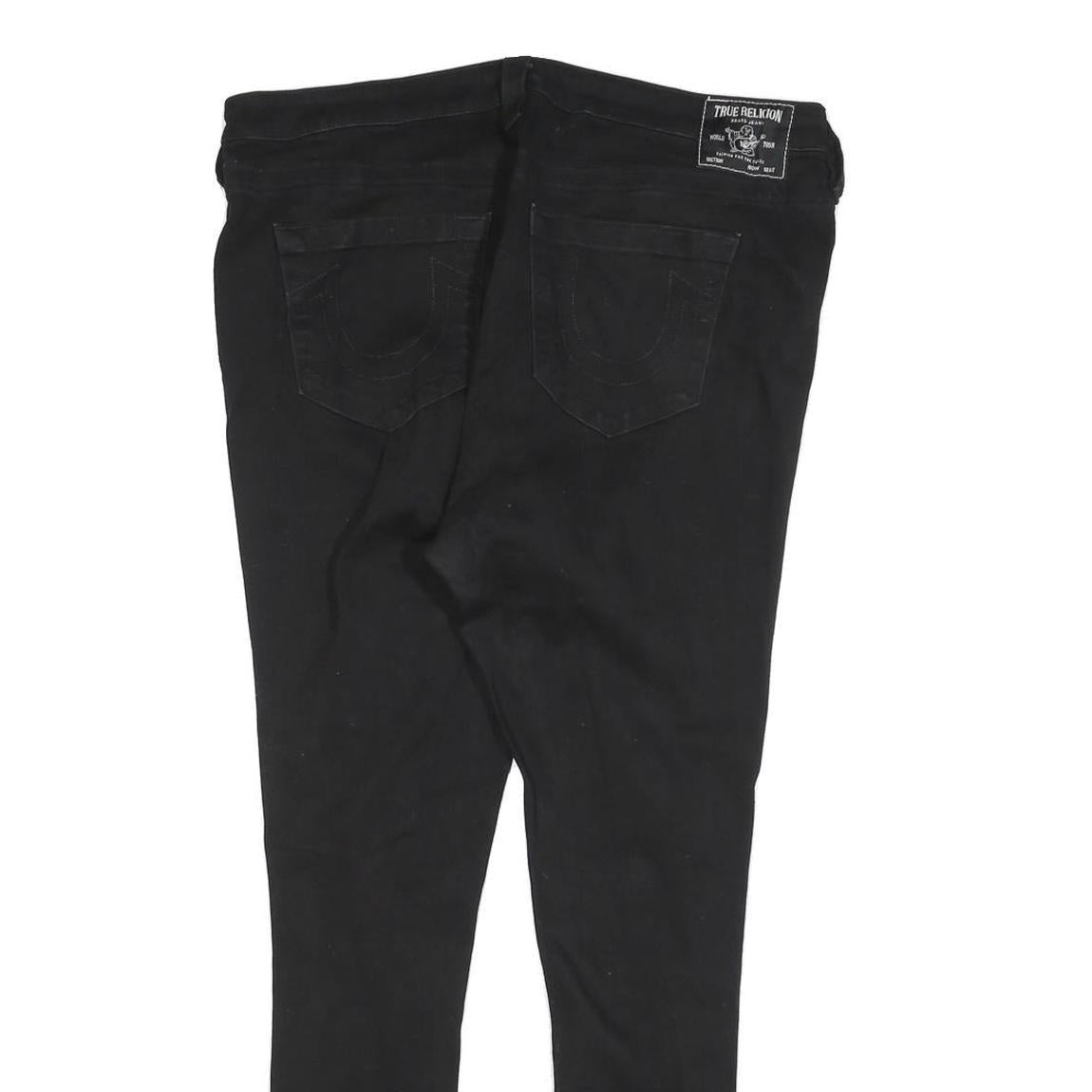 TRUE RELIGION Womens Black Slim Skinny Denim Dark W34 L28 Distressed Jeans