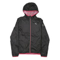 PUMA Womens Black & Pink Zip Hooded Jacket UK 14 Polyester Blend Lightweight