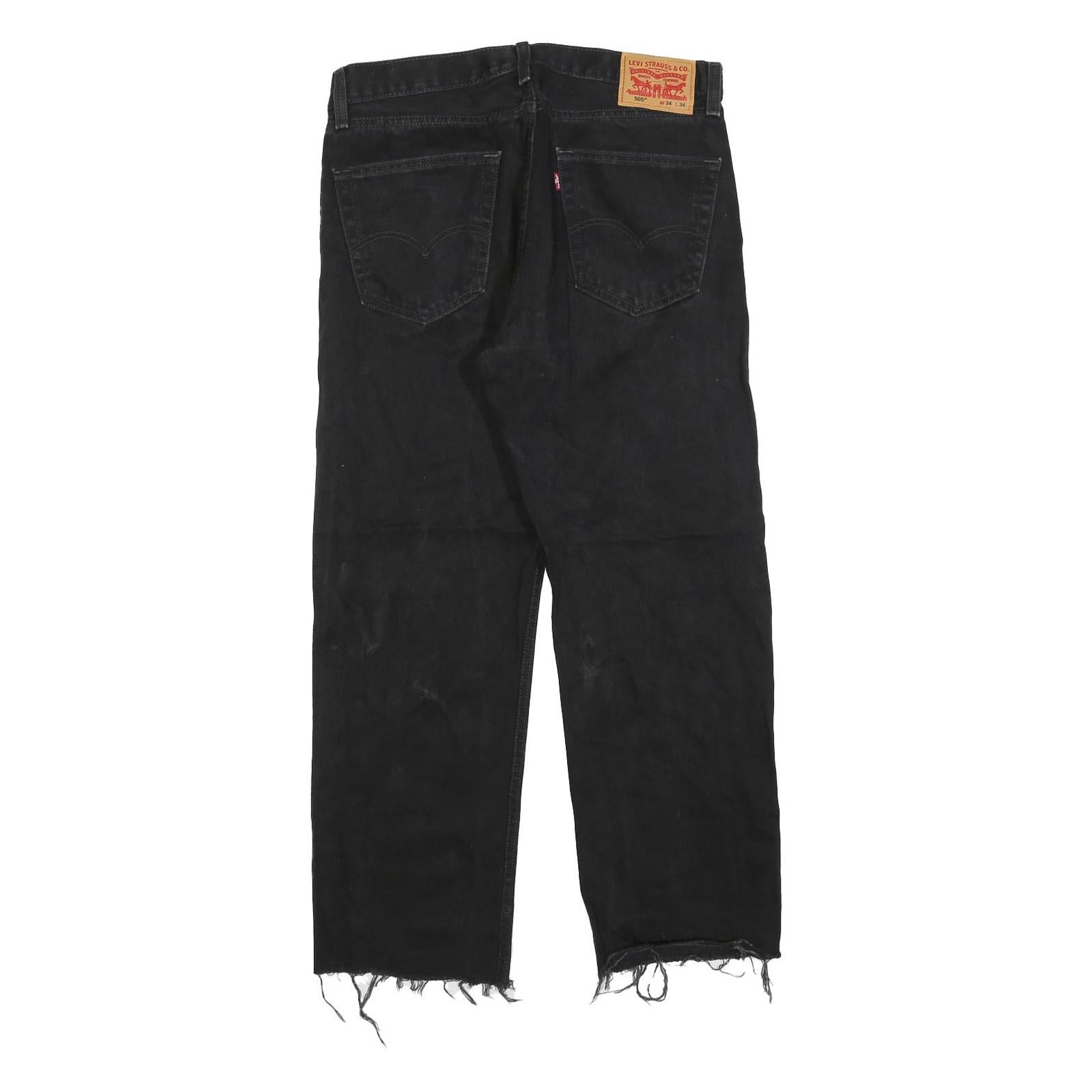 LEVI'S 505 Mens Jeans Black Regular Straight Denim Medium W34 L27 Classic Fit