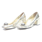 PRADA Womens Silver Block Heel Shoes Polyester UK 5 Designer Stylish Unique