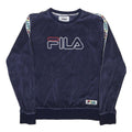 FILA Womens Navy Blue Crew Neck L Sweatshirt Cotton Blend Logo Tape
