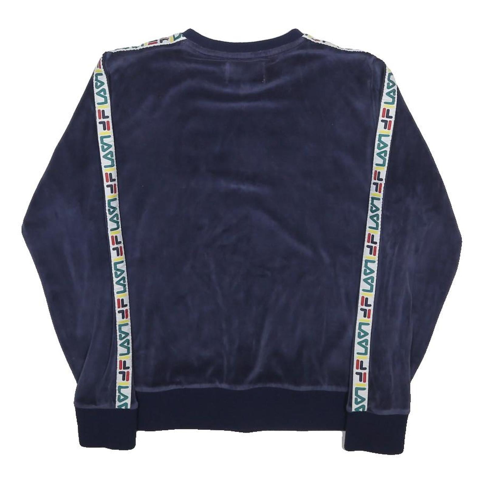 FILA Womens Navy Blue Crew Neck L Sweatshirt Cotton Blend Logo Tape