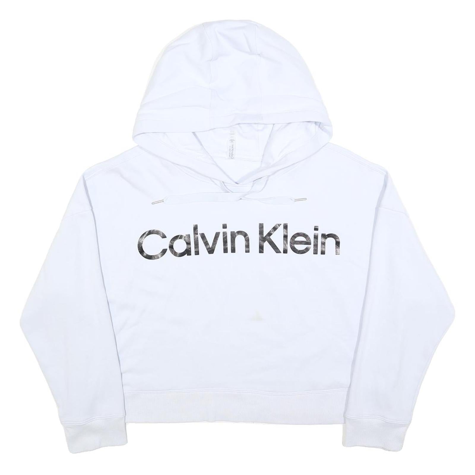 CALVIN KLEIN PERFORMANCE Womens White Hoodie 2XL Cotton Blend Pullover Casual