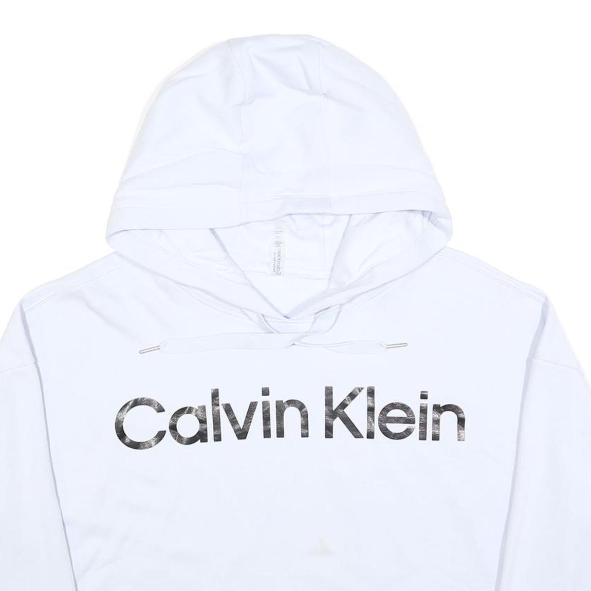 CALVIN KLEIN PERFORMANCE Womens White Hoodie 2XL Cotton Blend Pullover Casual