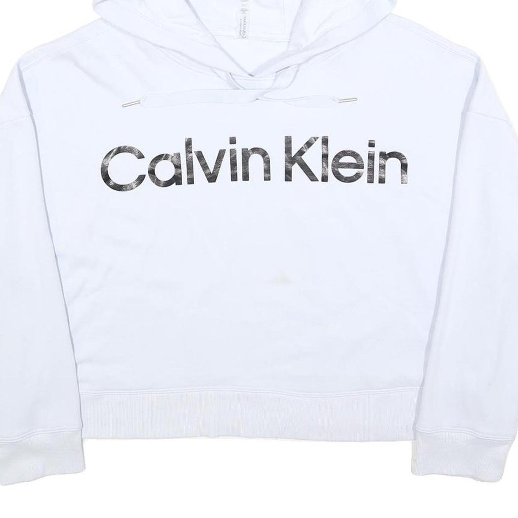 CALVIN KLEIN PERFORMANCE Womens White Hoodie 2XL Cotton Blend Pullover Casual