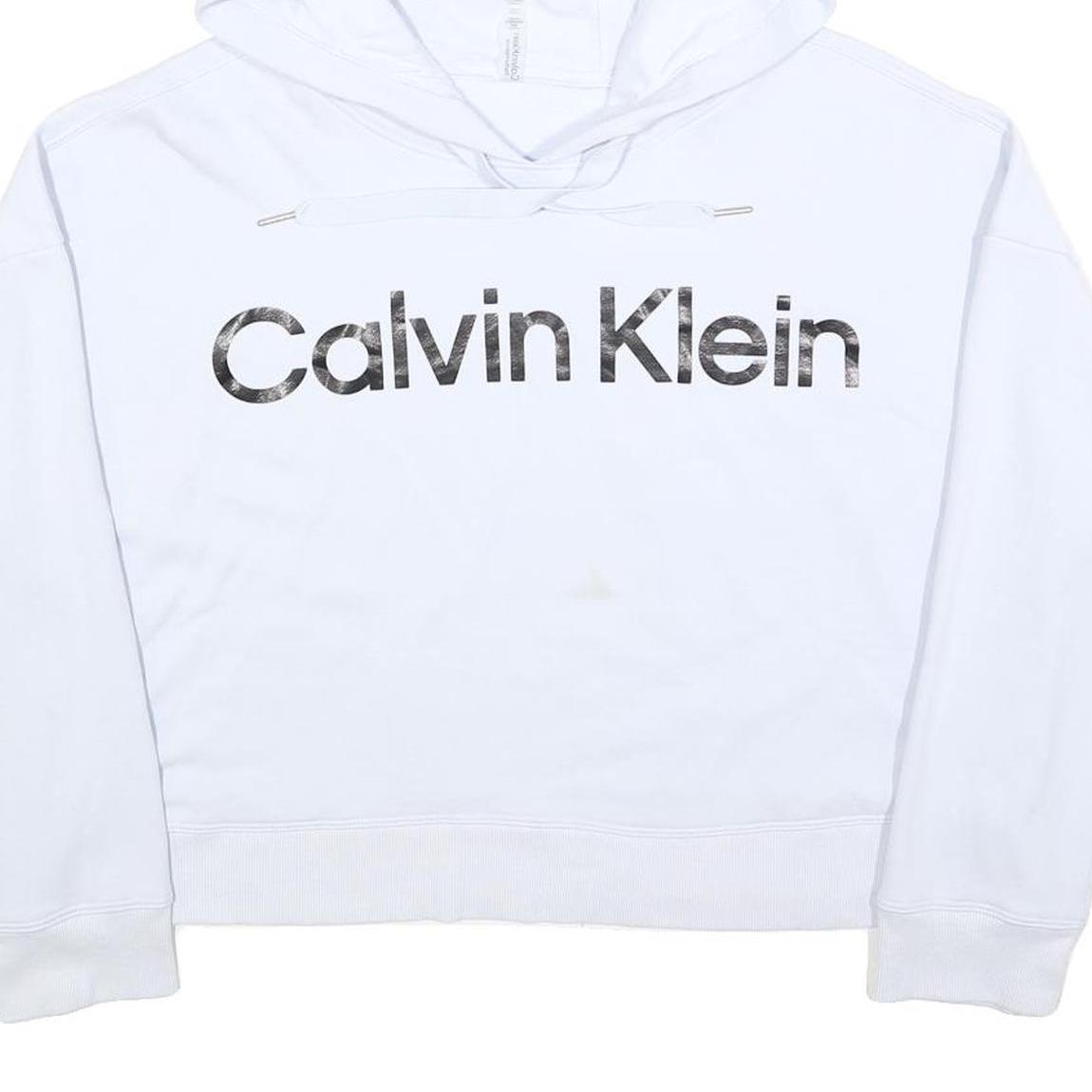 CALVIN KLEIN PERFORMANCE Womens White Hoodie 2XL Cotton Blend Pullover Casual