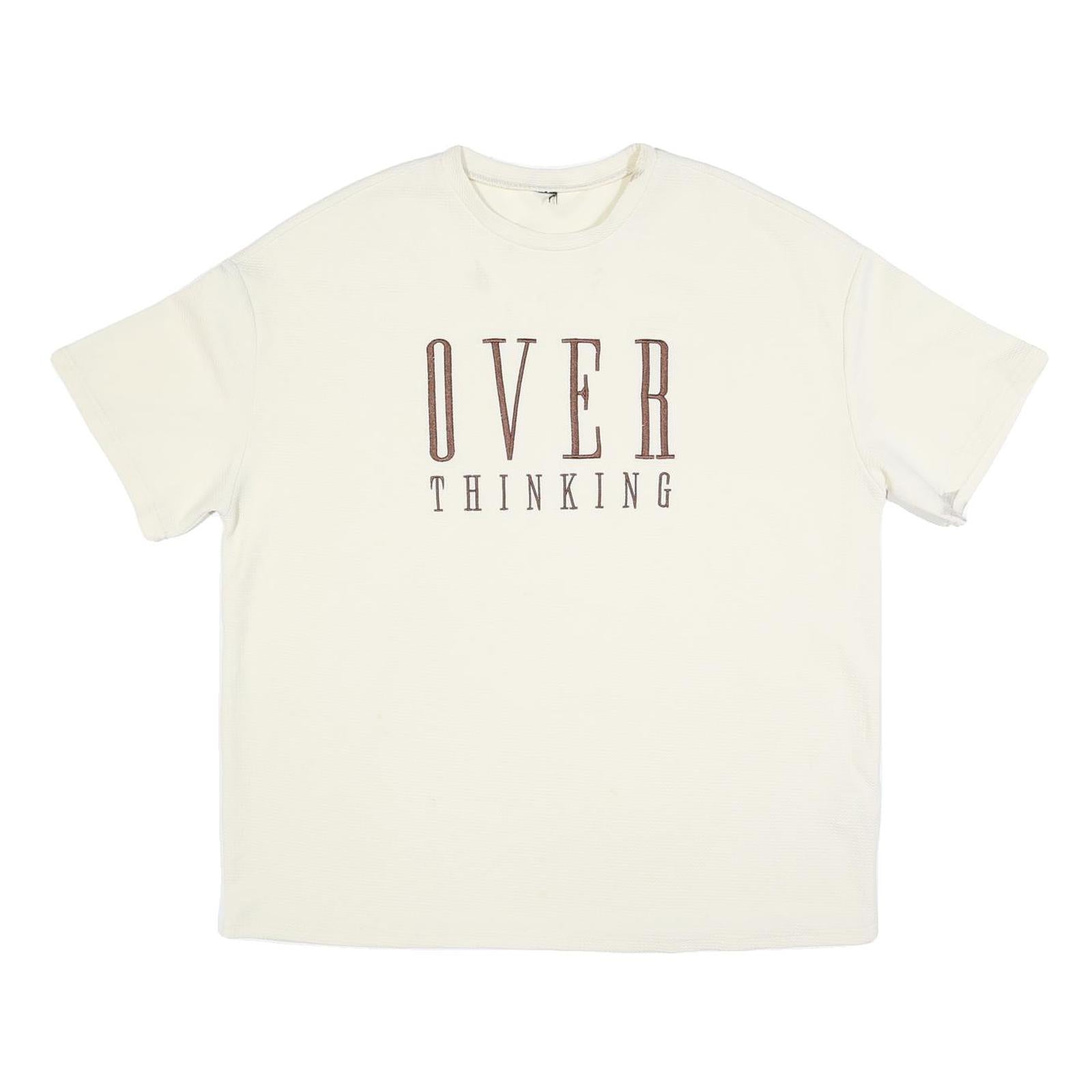 Womens Cream Overthinking Graphic T-Shirt XL Short Sleeve Round Neck Casual Top