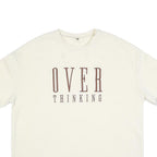 Womens Cream Overthinking Graphic T-Shirt XL Short Sleeve Round Neck Casual Top
