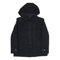 TOMMY HILFIGER Womens Black Hooded Jacket L Polyester Zip Plain Classic Coat