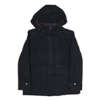TOMMY HILFIGER Womens Black Hooded Jacket L Polyester Zip Plain Classic Coat