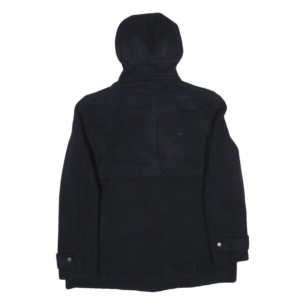 TOMMY HILFIGER Womens Black Hooded Jacket L Polyester Zip Plain Classic Coat