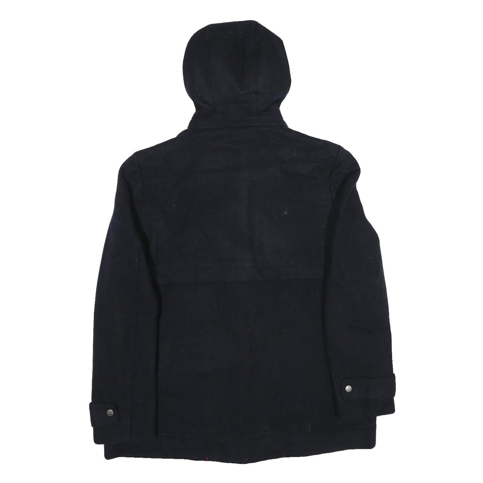 TOMMY HILFIGER Womens Black Hooded Jacket L Polyester Zip Plain Classic Coat
