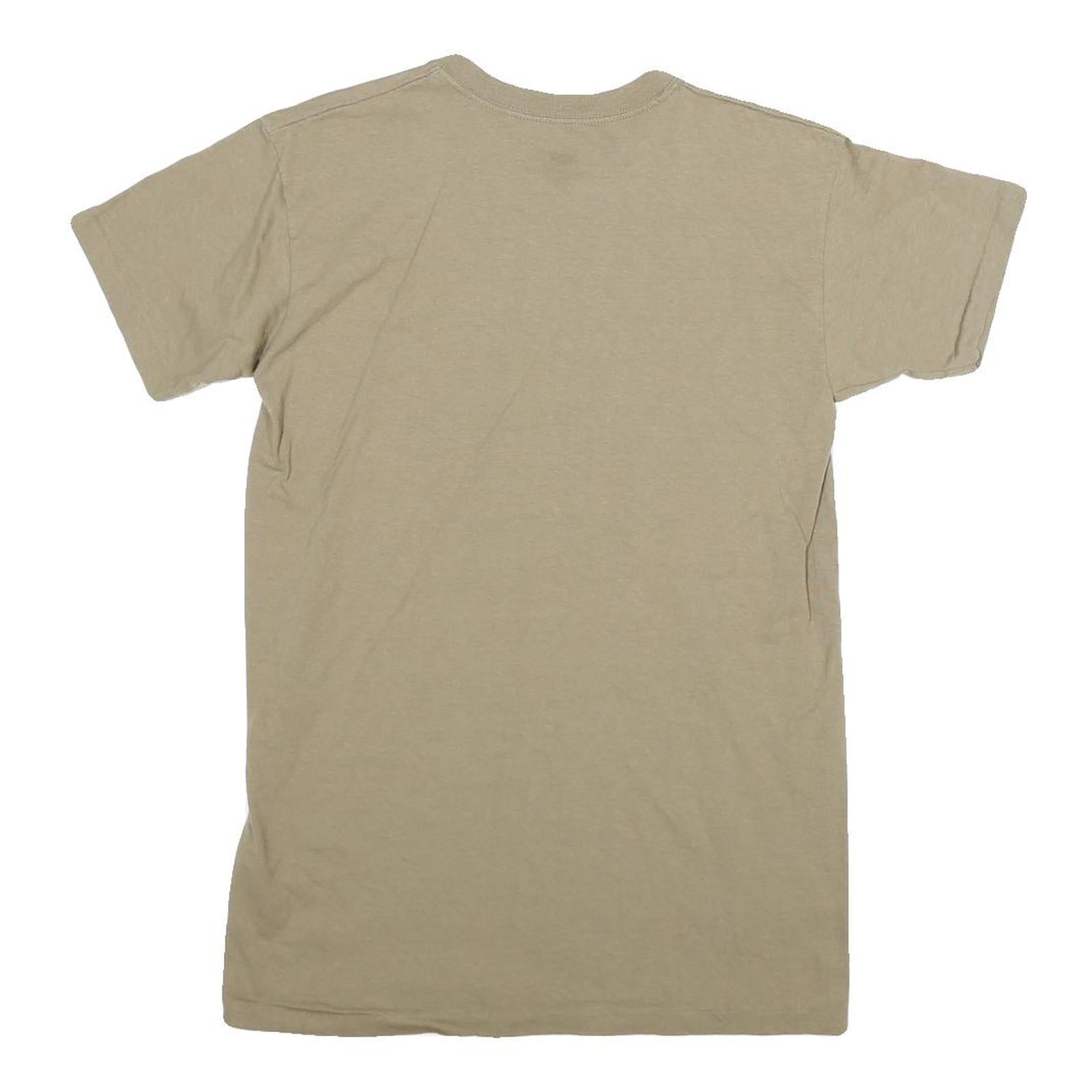 DUKE Mens Beige S Short Sleeve Crew Neck Plain Cotton Blend T-Shirt