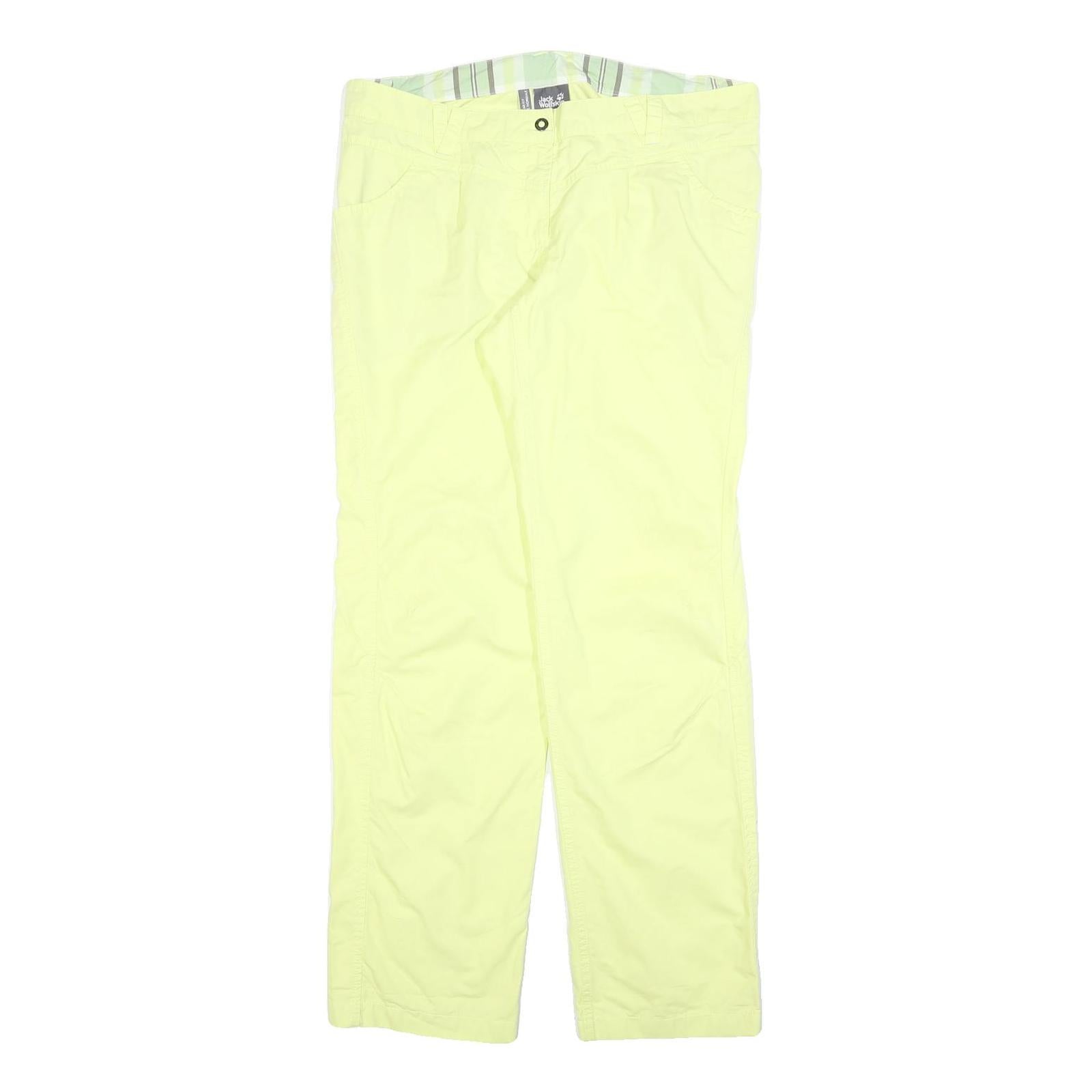 JACK WOLFSKIN Womens Cotton Blend Yellow Regular Fit Straight Leg Trousers W36