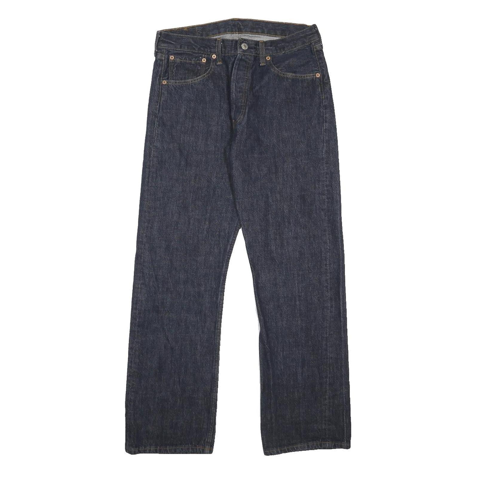 LEVI'S 501 Mens Jeans Blue Regular Straight Denim Medium W32 L30 Classic Button