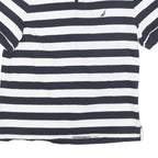 NAUTICA Mens Blue & White Striped Short Sleeve Polo Shirt M Cotton Blend
