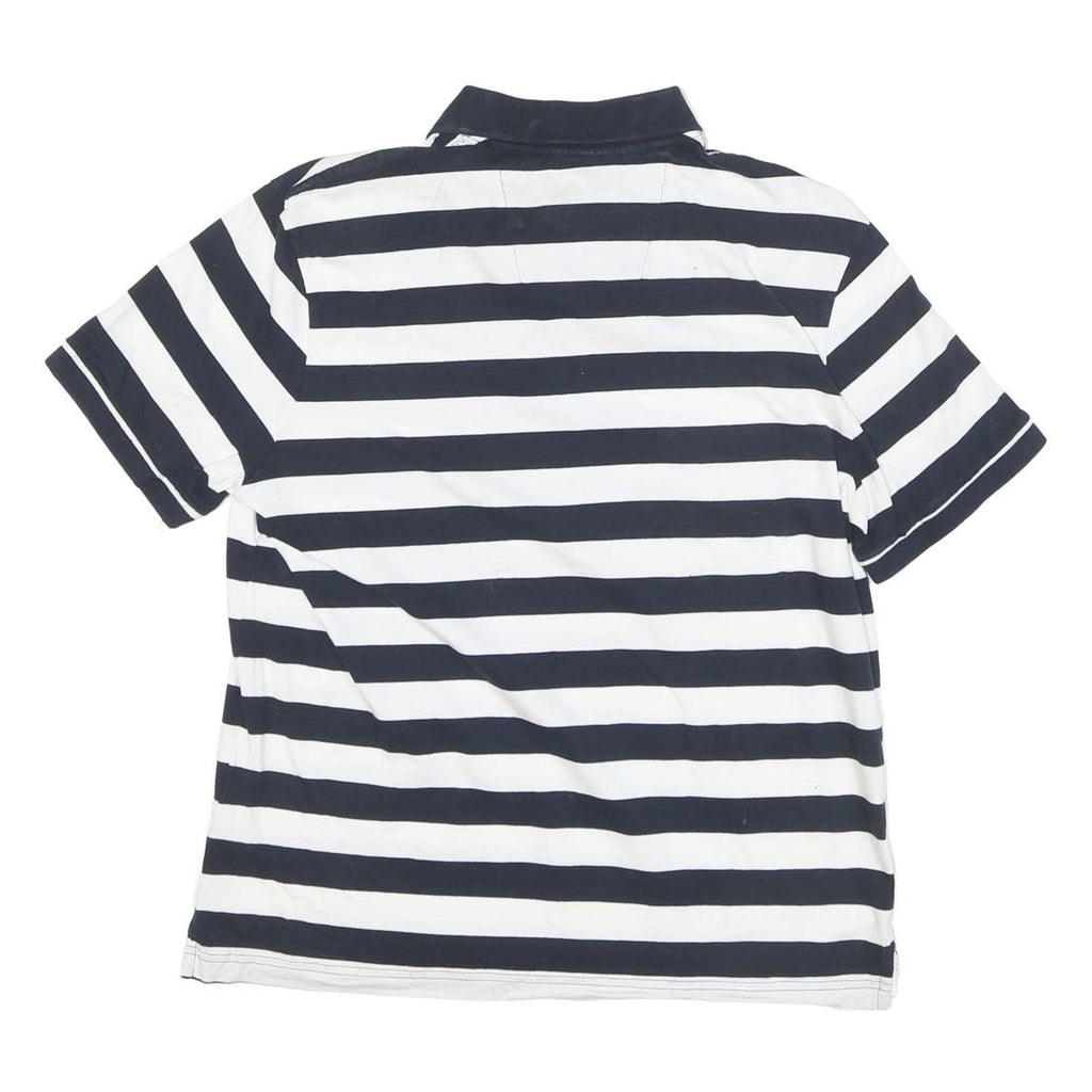 NAUTICA Mens Blue & White Striped Short Sleeve Polo Shirt M Cotton Blend