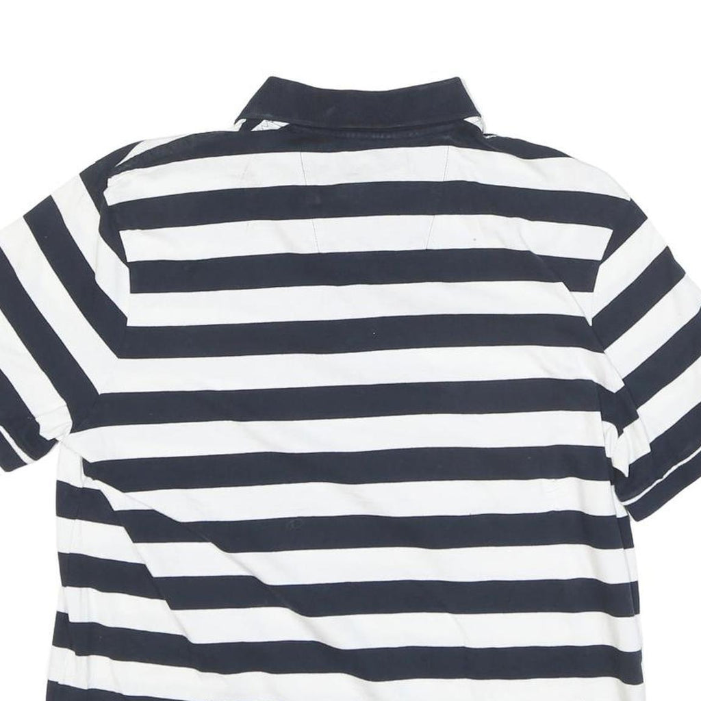 NAUTICA Mens Blue & White Striped Short Sleeve Polo Shirt M Cotton Blend