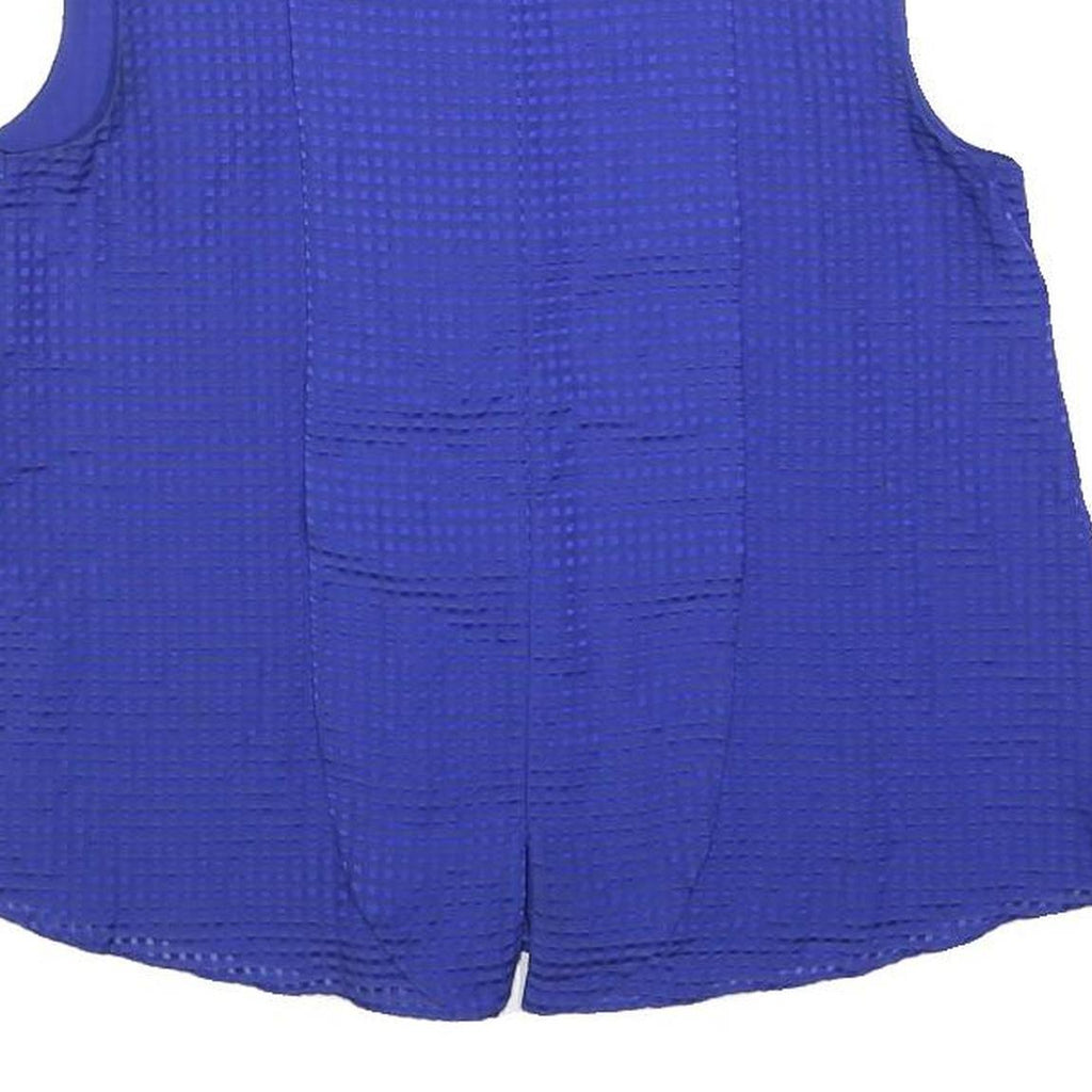 EMPORIO ARMANI Womens Blue Sleeveless Round Neck Top Size S Silk Blend Textured