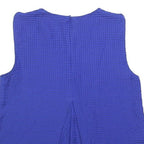 EMPORIO ARMANI Womens Blue Sleeveless Round Neck Top Size S Silk Blend Textured