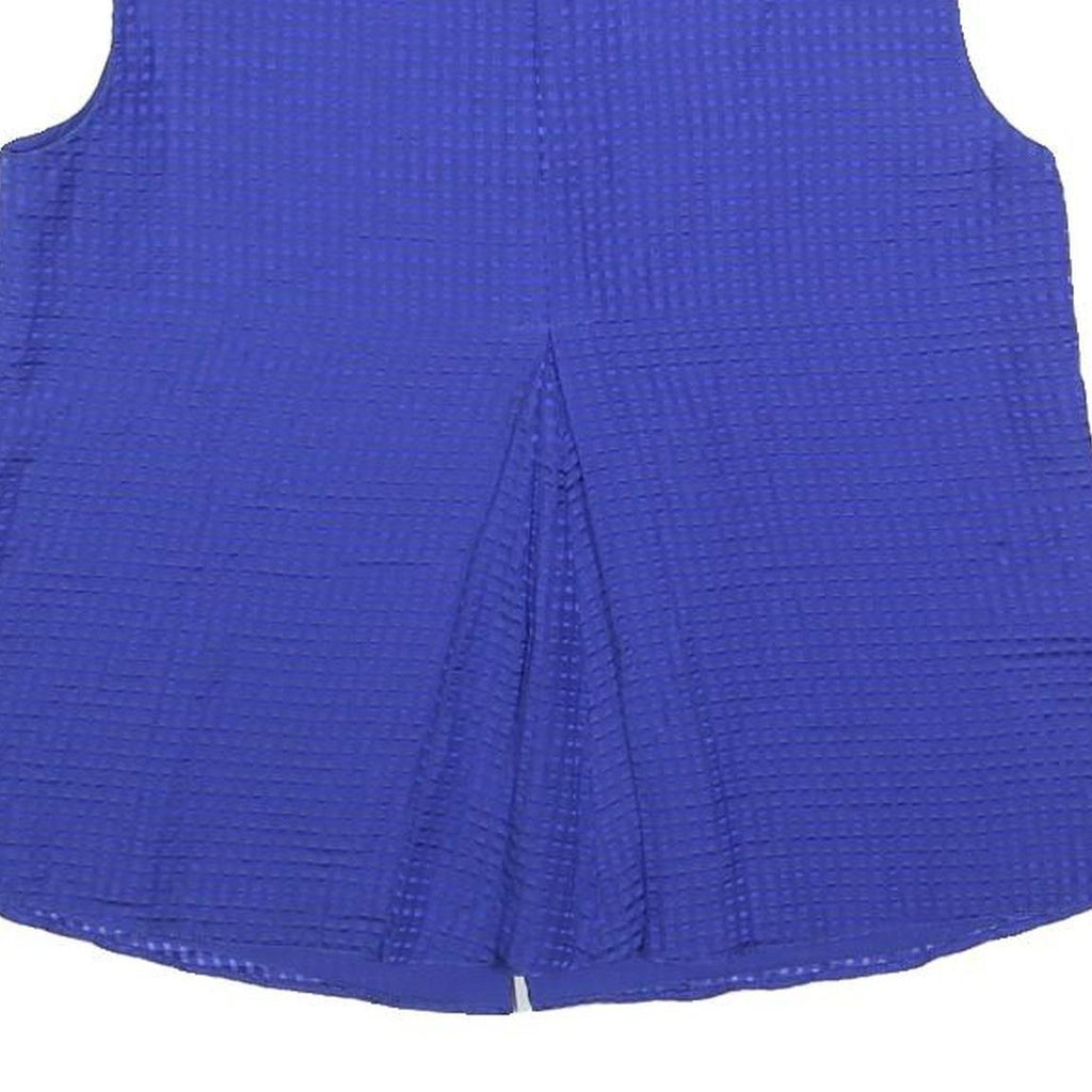 EMPORIO ARMANI Womens Blue Sleeveless Round Neck Top Size S Silk Blend Textured